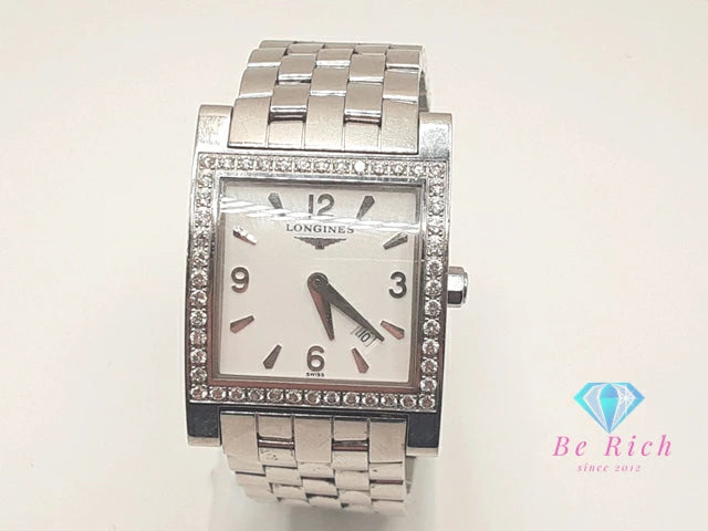 ロンジン LONGINES ドルチェ ヴィータ ダイヤ ベゼル レディース 腕時計 L5.530.0 スクエア 白 ホワイト シルバー SS ブレス アナログ クオーツ QZ ウォッチ ビータ dolce vita 【中古】【送料無料】 bt3456