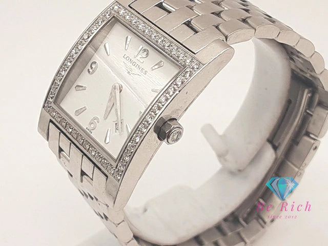 ロンジン LONGINES ドルチェ ヴィータ ダイヤ ベゼル レディース 腕時計 L5.530.0 スクエア 白 ホワイト シルバー SS ブレス アナログ クオーツ QZ ウォッチ ビータ dolce vita 【中古】【送料無料】 bt3456