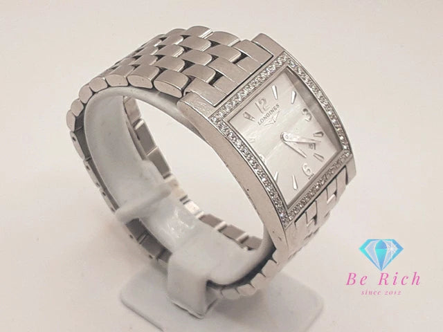 ロンジン LONGINES ドルチェ ヴィータ ダイヤ ベゼル レディース 腕時計 L5.530.0 スクエア 白 ホワイト シルバー SS ブレス アナログ クオーツ QZ ウォッチ ビータ dolce vita 【中古】【送料無料】 bt3456