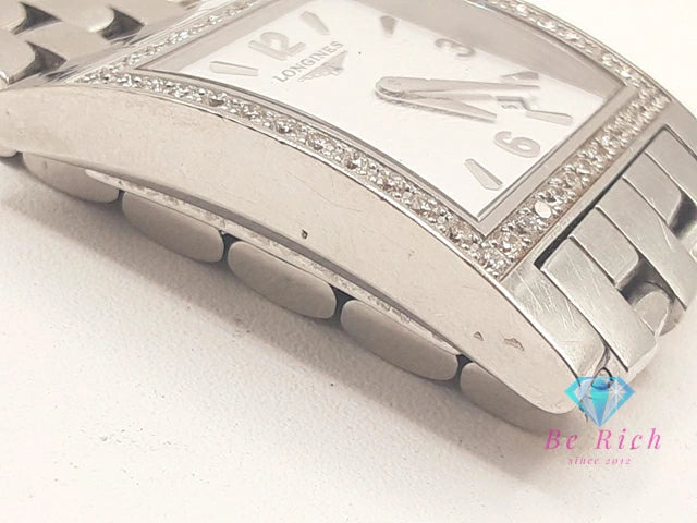 ロンジン LONGINES ドルチェ ヴィータ ダイヤ ベゼル レディース 腕時計 L5.530.0 スクエア 白 ホワイト シルバー SS ブレス アナログ クオーツ QZ ウォッチ ビータ dolce vita 【中古】【送料無料】 bt3456