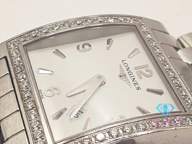 ロンジン LONGINES ドルチェ ヴィータ ダイヤ ベゼル レディース 腕時計 L5.530.0 スクエア 白 ホワイト シルバー SS ブレス アナログ クオーツ QZ ウォッチ ビータ dolce vita 【中古】【送料無料】 bt3456