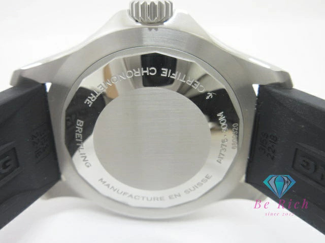 美品 ブライトリング BREITLING スーパー オーシャン 44 A17376 自動巻き メンズ 腕時計 デイト ホワイト ライト ブルー ブラック SS ラバー ブレス アナログ オートマ AT ウォッチ Super Ocean 水色 黒 【中古】【送料無料】 bt3495