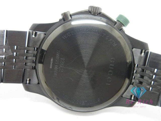 美品 グッチ GUCCI G タイムレス クロノグラフ メンズ 腕時計 デイト YA126225A シェリー ディアマンテ 黒 ブラック SS ブレス アナログ クォーツ QZ ウォッチ G-TIMELESS 【中古】【送料無料】 bt3497