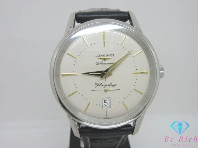ロンジン LONGINES フラッグシップ ヘリテージ メンズ 腕時計 デイト L4.795.4.78.2 アイボリー ブラック 黒 SS レザー ブレス アナログ QZ クォーツ ウォッチ Flagship 【中古】【送料無料】 bt3527
