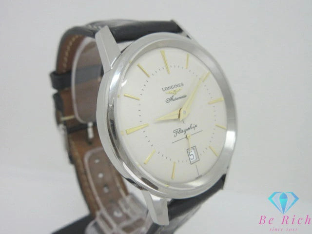 ロンジン LONGINES フラッグシップ ヘリテージ メンズ 腕時計 デイト L4.795.4.78.2 アイボリー ブラック 黒 SS レザー ブレス アナログ QZ クォーツ ウォッチ Flagship 【中古】【送料無料】 bt3527