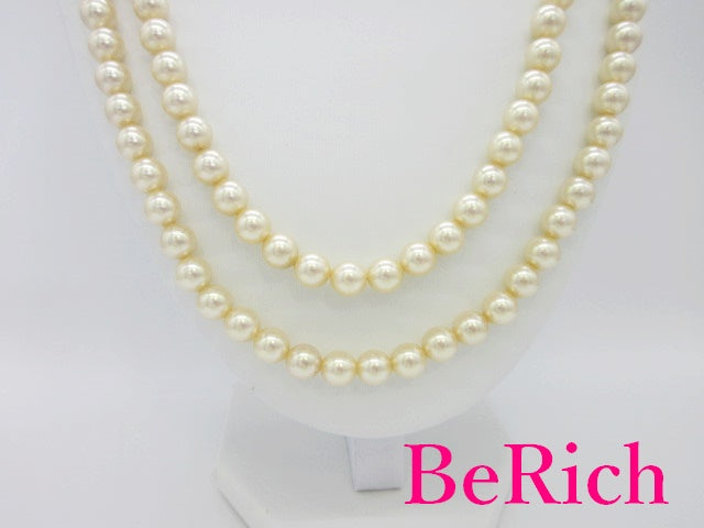 フェイク パール 7mm 珠 2連 デザイン ネックレス ペンダント シルバー 宝石 ジュエリー アクセサリー パーティ フォーマル 【中古】【送料無料】dgs2750
