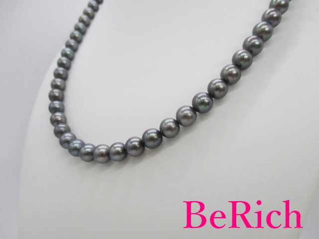 パール 真珠 6.5 - 7mm 珠 ブラック系 デザイン ネックレス ペンダント シルバー SILVER SV 宝石 ジュエリー アクセサリー パーティ フォーマル 【中古】【送料無料】dgs3020