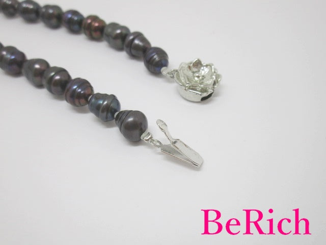黒蝶 真珠 パール 7 - 8mm 珠 バロック系 ネックレス ペンダント シルバー SILVER SV 宝石 ジュエリー アクセサリー パーティ フォーマル 【中古】【送料無料】dgs3229