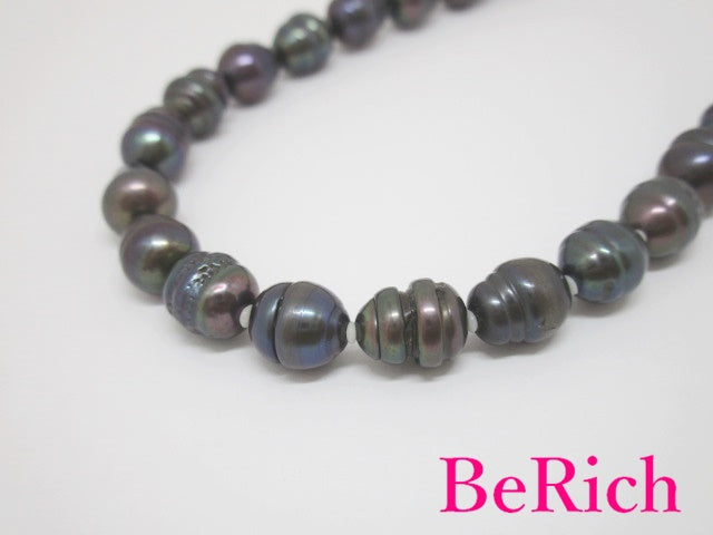 黒蝶 真珠 パール 7 - 8mm 珠 バロック系 ネックレス ペンダント シルバー SILVER SV 宝石 ジュエリー アクセサリー パーティ フォーマル 【中古】【送料無料】dgs3229