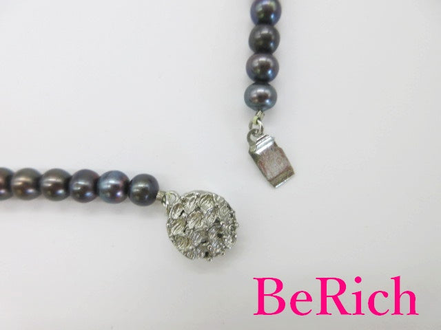 淡水 パール 真珠 5.5mm - 6.0mm 珠 デザイン ロング ネックレス ペンダント シルバー メッキ ジュエリー アクセサリー パーティ フォーマル 【中古】【送料無料】dgs3294