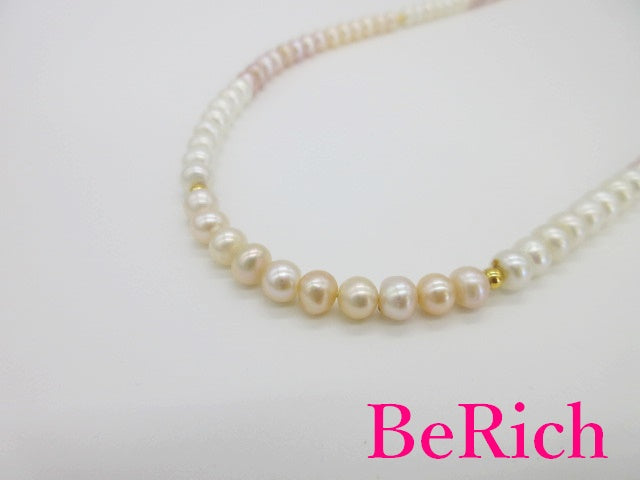 淡水 パール 真珠 5.5mm - 6.0mm 珠 デザイン ロング ネックレス ペンダント シルバー メッキ ジュエリー アクセサリー パーティ フォーマル 【中古】【送料無料】dgs3294