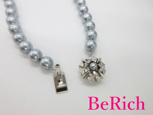 イミテーション パール 真珠 7mm 珠 デザイン ネックレス ペンダント グレー系 シルバー SV925 SILVER 宝石 ジュエリー アクセサリー パーティ フォーマル 【中古】【送料無料】dgs3350