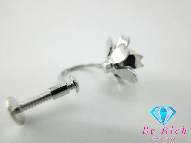 真珠 パール 付 フラワー 花 モチーフ イヤリング SILVER シルバー ジュエリー アクセサリー パーティ フォーマル 【中古】【送料無料】dgs4084