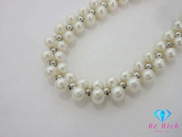 淡水 パール 真珠 2連 デザイン ネックレス ペンダント シルバー セミラウンド SILVER ジュエリー アクセサリー 【中古】【送料無料】dgs4688