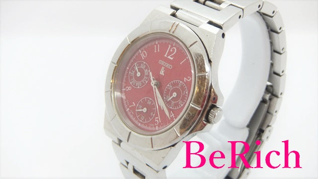 セイコー SEIKO ルキア LUKIA レディース 腕時計 5Y89-0B30 トリプルカレンダー 赤 レッド 文字盤 SS シルバー アナログ クォーツ QZ ウォッチ 【中古】【送料無料】ht3944