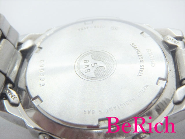 セイコー SEIKO クロノグラフ メンズ 腕時計 デイト V657-9010 青 ブルー 文字盤 SS シルバー アナログ クォーツ QZ ウォッチ 【中古】【送料無料】 ht3847