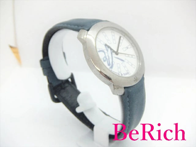 ブローバ BULOVA ベネトン BENETTON メンズ 腕時計 白 ホワイト 文字盤 SS 青 ブルー レザー アナログ QZ クォーツ ウォッチ 【中古】【送料無料】 ht3917
