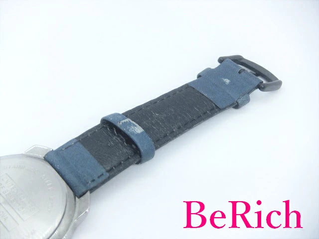 ブローバ BULOVA ベネトン BENETTON メンズ 腕時計 白 ホワイト 文字盤 SS 青 ブルー レザー アナログ QZ クォーツ ウォッチ 【中古】【送料無料】 ht3917