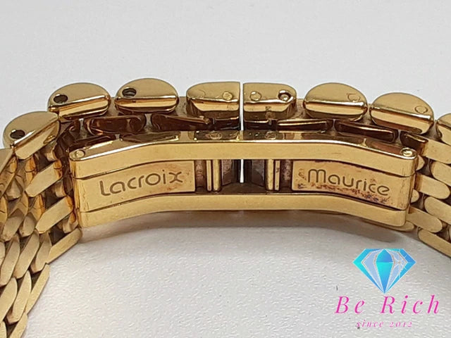 モーリス ラクロア Maurice Lacroix 腕時計 47488 4P ダイヤ レクタンギュラー 黒 ブラック ゴールド SS GP ブレス アナログ クォーツ QZ ウォッチ アンティーク ヴィンテージ 【中古】【送料無料】 ht4208