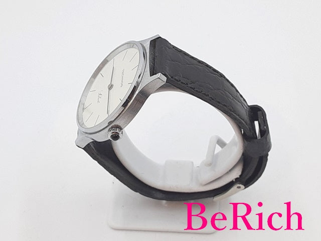 テクノス TECHNOS 手巻き メンズ 腕時計 白 ホワイト 文字盤 SS レザー ブレス アナログ ウォッチ 【中古】【送料無料】 ht4265