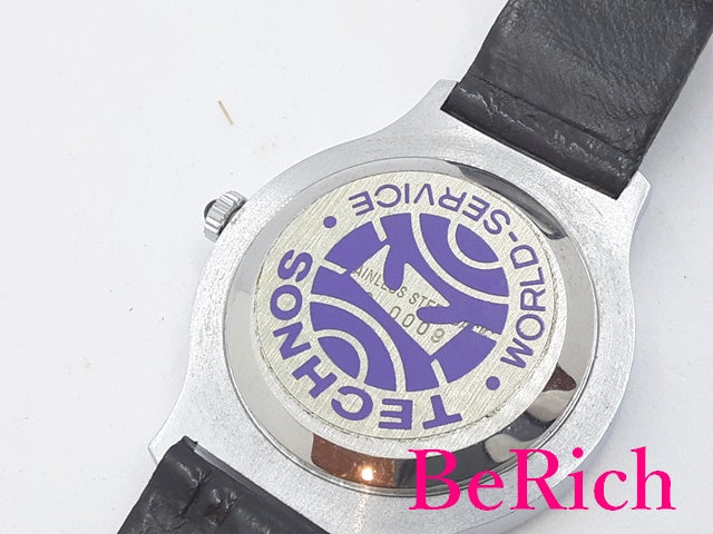 テクノス TECHNOS 手巻き メンズ 腕時計 白 ホワイト 文字盤 SS レザー ブレス アナログ ウォッチ 【中古】【送料無料】 ht4265