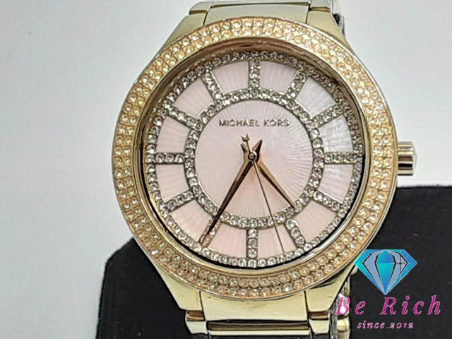 マイケルコース MICHAEL KORS レディース 腕時計 MK 3396 ピンク シェル クリスタル ゴールド SS アナログ クォーツ QZ ドレス ウォッチ 【中古】【送料無料】 ht4386