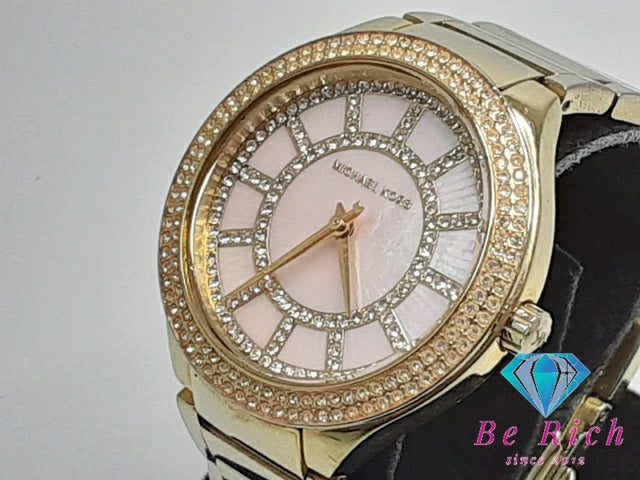 マイケルコース MICHAEL KORS レディース 腕時計 MK 3396 ピンク シェル クリスタル ゴールド SS アナログ クォーツ QZ ドレス ウォッチ 【中古】【送料無料】 ht4386