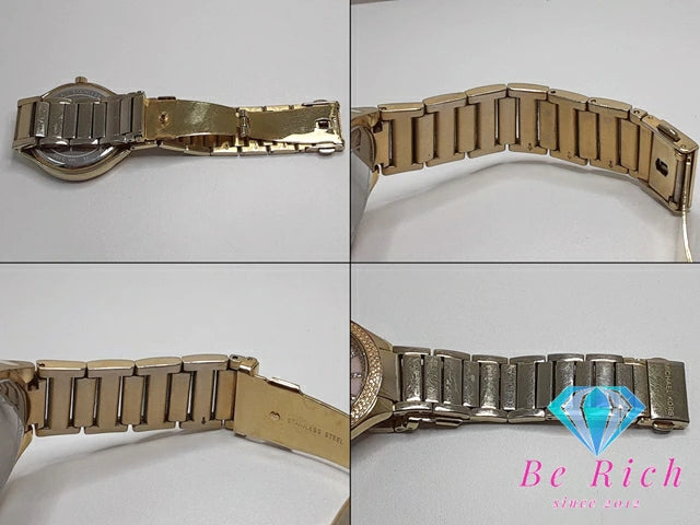 マイケルコース MICHAEL KORS レディース 腕時計 MK 3396 ピンク シェル クリスタル ゴールド SS アナログ クォーツ QZ ドレス ウォッチ 【中古】【送料無料】 ht4386