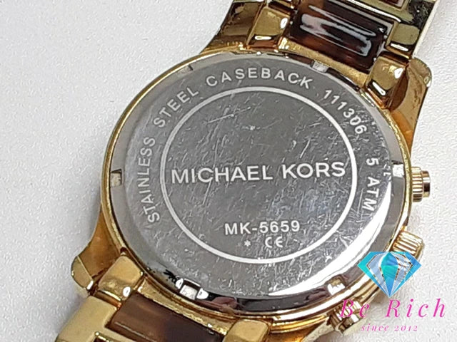 マイケルコース MICHAEL KORS ランウェイ クロノグラフ レディース 腕時計 MK5659 シャンパン ゴールド ハバナ ブラウン 茶 SS プラスチック アナログ クォーツ QZ ウォッチ 【中古】【送料無料】 ht4428