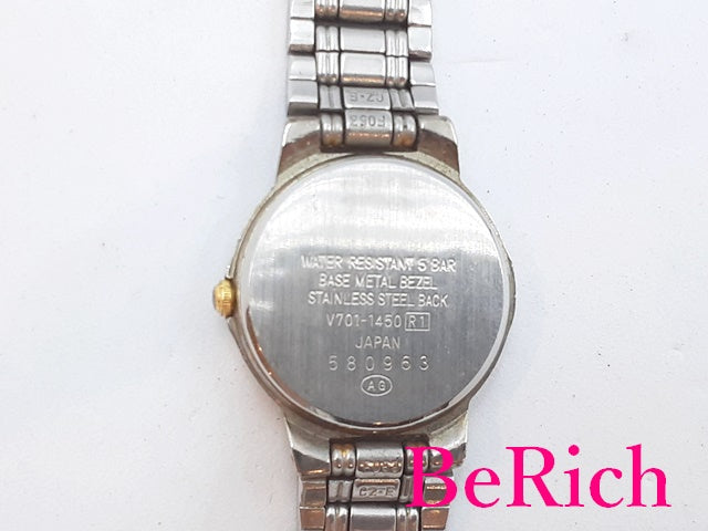 セイコー SEIKO アルバ ALBA レディース 腕時計 V701-1450 ブルー 青 文字盤 SS ブレス クォーツ QZ ウォッチ 【中古】【送料無料】 ht4468