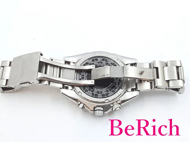 セイコー SEIKO ブライツ デイト ソーラー 電波 メンズ 腕時計 SAGA099 8B54-0AG0 ブラック 黒 文字盤 チタン ブレス アナログ クォーツ QZ ウォッチ BRIGHTZ 【中古】【送料無料】 ht4587
