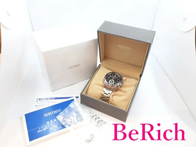 セイコー SEIKO ブライツ デイト ソーラー 電波 メンズ 腕時計 SAGA099 8B54-0AG0 ブラック 黒 文字盤 チタン ブレス アナログ クォーツ QZ ウォッチ BRIGHTZ 【中古】【送料無料】 ht4587