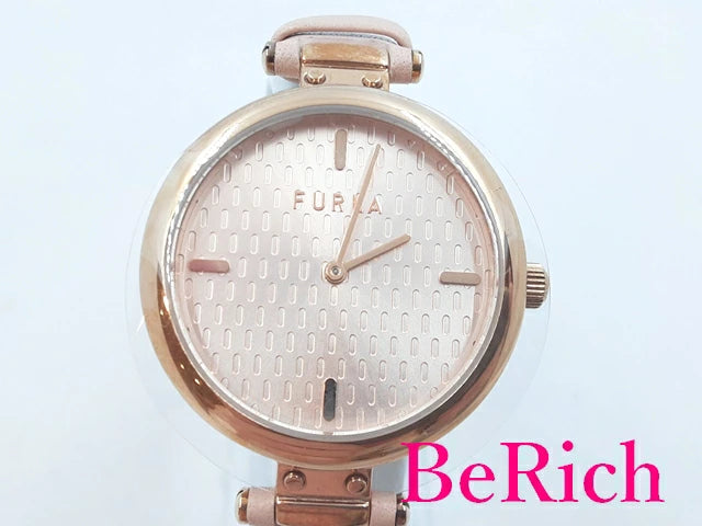 フルラ FURLA ニュー ピン 32mm レディース 腕時計 WW00018004L3 ローズ ピンク ゴールド 文字盤 SS レザー ブレス アナログ クォーツ QZ ウォッチ NEW PIN 【中古】【送料無料】 ht4669