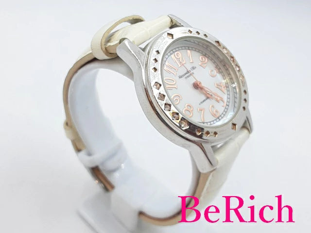 アレッサンドラオーラ Alessandra Olla レディース 腕時計 AO-1750 シェル 文字盤 SS レザー ブレス ロゴ アナログ クォーツ QZ ウォッチ 【中古】【送料無料】 ht4804