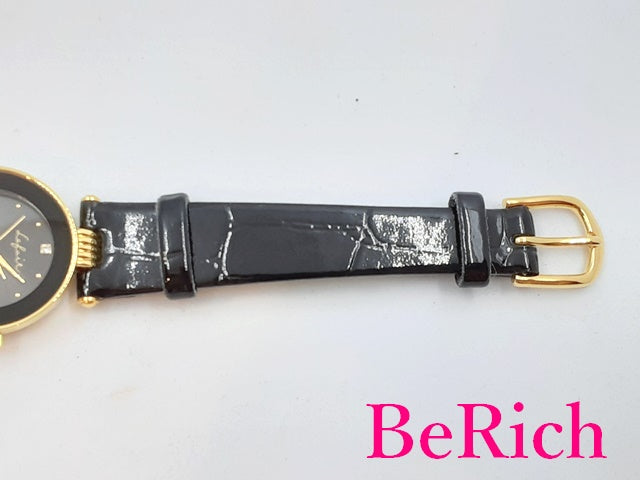 ルフェ Le fait レディース 腕時計 ラウンド 黒 ブラック 文字盤 SS レザー ブレス クォーツ QZ ウォッチ 【中古】【送料無料】 ht4840