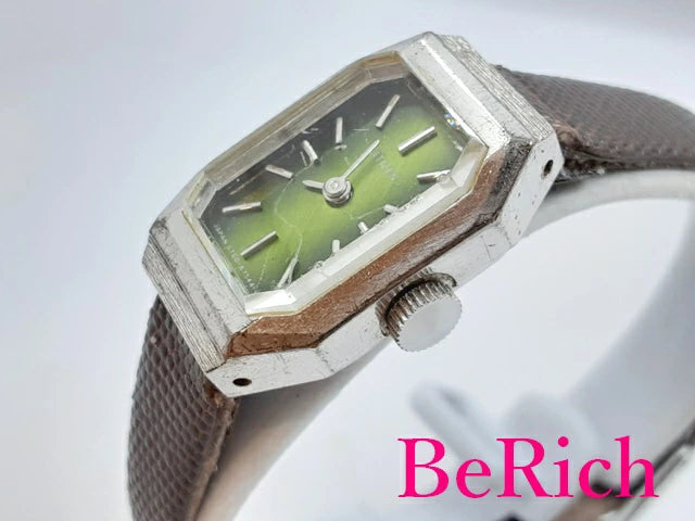シチズン CITIZEN レディース 腕時計 手巻き 4-674421 緑 グリーン グラデ 文字盤 WGP レザー ブレス アナログ ヴィンテージ アンティーク ウォッチ 【中古】【送料無料】 ht4857