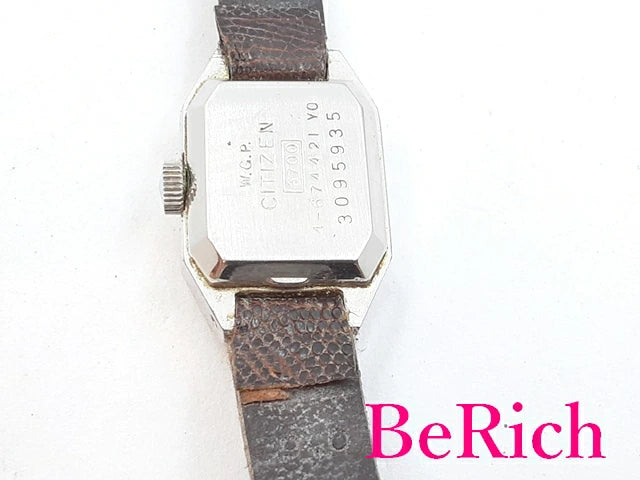 シチズン CITIZEN レディース 腕時計 手巻き 4-674421 緑 グリーン グラデ 文字盤 WGP レザー ブレス アナログ ヴィンテージ アンティーク ウォッチ 【中古】【送料無料】 ht4857