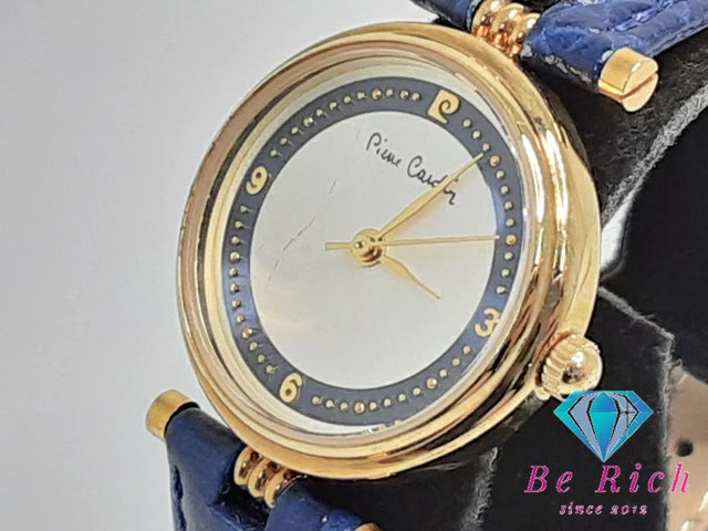 ピエールカルダン PIERRE CARDIN レディース 腕時計 シルバー ブルー 青 SS レザー アナログ クォーツ QZ ウォッチ 【中古】【送料無料】ht4864