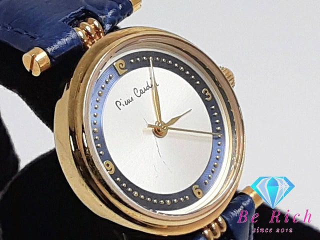 ピエールカルダン PIERRE CARDIN レディース 腕時計 シルバー ブルー 青 SS レザー アナログ クォーツ QZ ウォッチ 【中古】【送料無料】ht4864