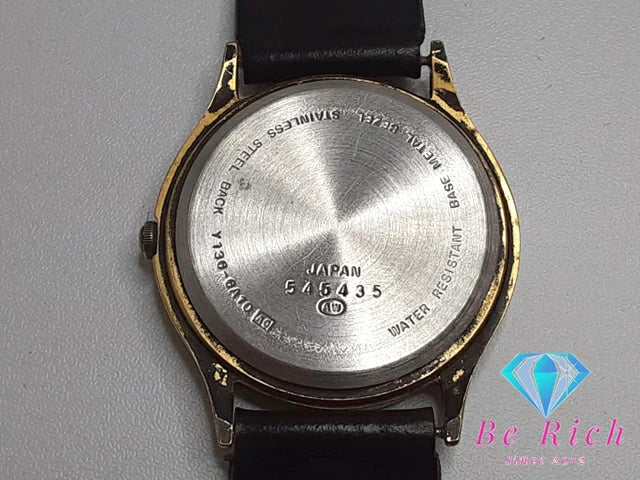セイコー SEIKO アルバ メンズ 腕時計 Y136-6A10 白 黒 ホワイト ブラック SS GP レザー ブレス アナログ クォーツ QZ ウォッチ 【中古】【送料無料】 ht4925