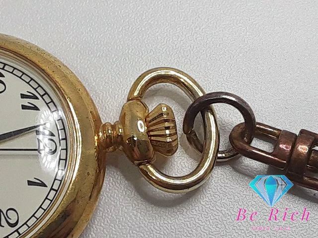 天童よしみ キーホルダー ポケットウォッチ 懐中時計 白 ホワイト ゴールド SS ゴールド アナログ クォーツ QZ ウォッチ チャーム 【中古】【送料無料】 ht4968