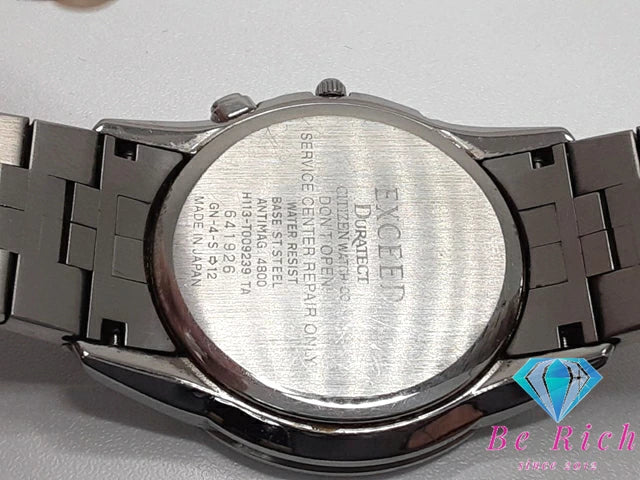 シチズン CITIZEN エクシード エコ ドライブ メンズ 腕時計 デイト H113-T009239 白 ホワイト シルバー 電波 ソーラー アナログ クォーツ QZ ウォッチ EXCEED Eco-Drive 【中古】【送料無料】 ht5058