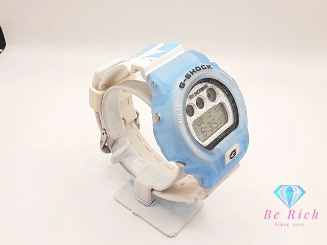 美品 カシオ CASIO G-SHOCK NBA 八村塁 選手 シグネチャー モデル メンズ 腕時計 DW-6900RH 水色 ライト ブルー ホワイト 白 樹脂 SS デジタル クォーツ QZ ウォッチ Gショック ジーショック 【中古】【送料無料】 ht5432
