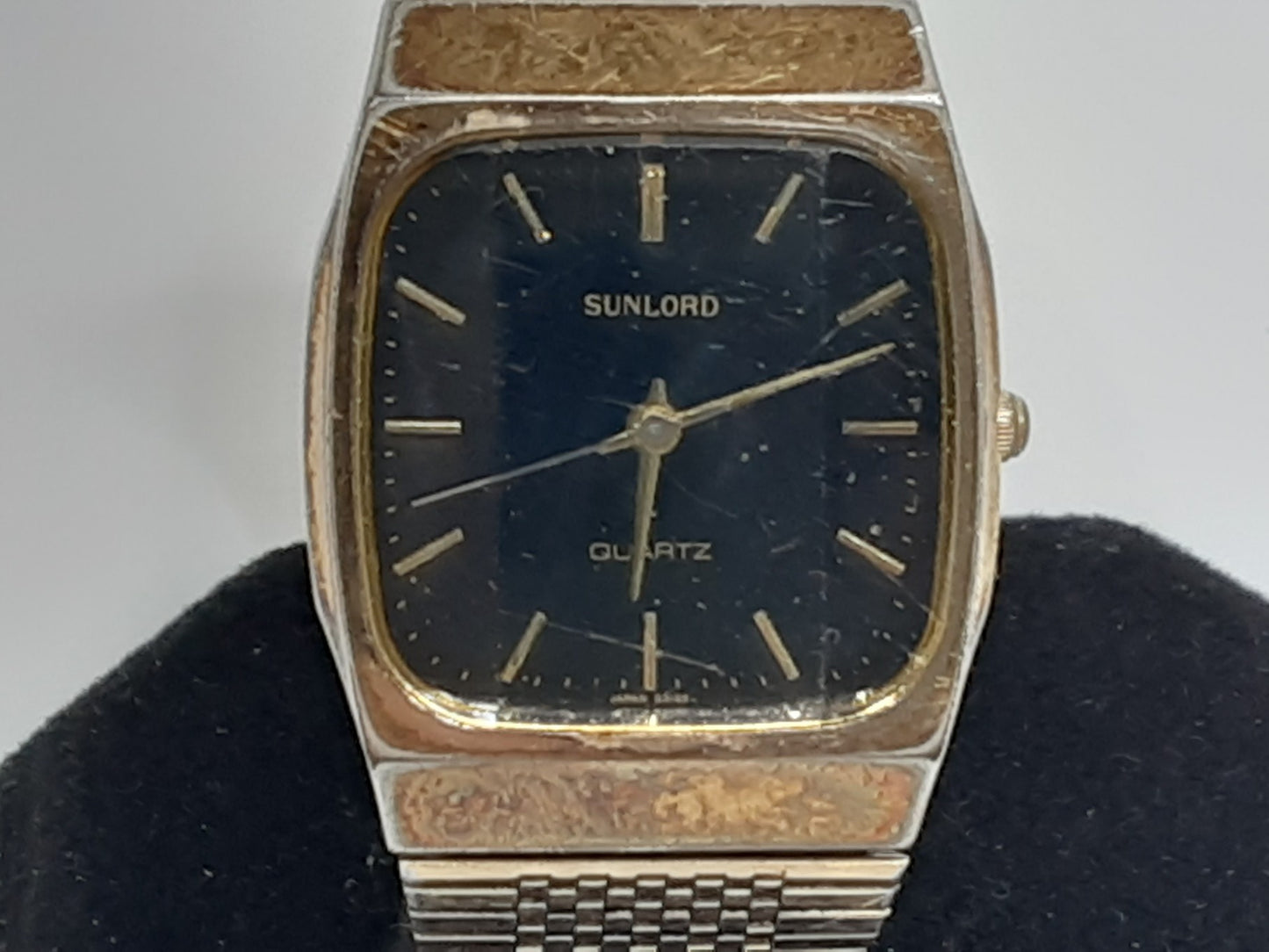サンロード SUNLORD メンズ 腕時計 S3159黒 ブラック ゴールド SS GP メッキ アナログ クォーツ QZ ウォッチ 【中古】【送料無料】 ht5443