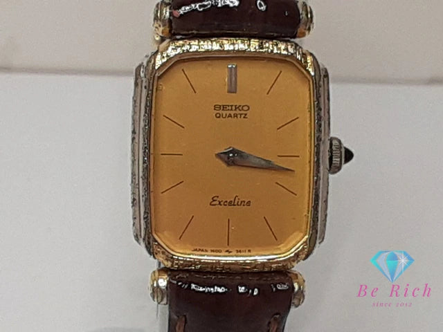 セイコー SEIKO エクセリーヌ レディース 腕時計 1400-7010 ゴールド ブラウン 茶 SS レザー ブレス アナログ クォーツ QZ ウォッチ EXELINE 【中古】【送料無料】 ht5457