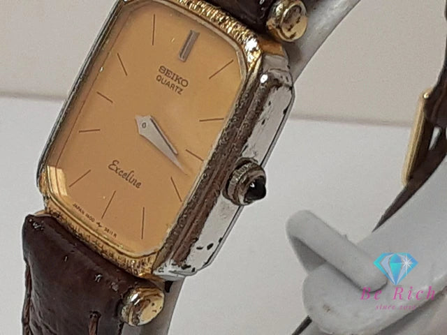 セイコー SEIKO エクセリーヌ レディース 腕時計 1400-7010 ゴールド ブラウン 茶 SS レザー ブレス アナログ クォーツ QZ ウォッチ EXELINE 【中古】【送料無料】 ht5457