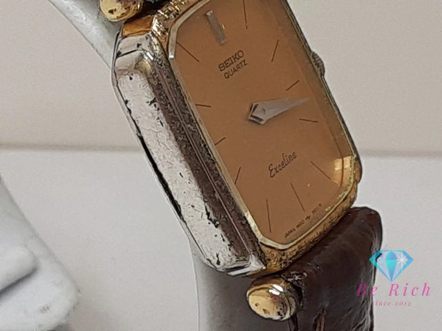 セイコー SEIKO エクセリーヌ レディース 腕時計 1400-7010 ゴールド ブラウン 茶 SS レザー ブレス アナログ クォーツ QZ ウォッチ EXELINE 【中古】【送料無料】 ht5457