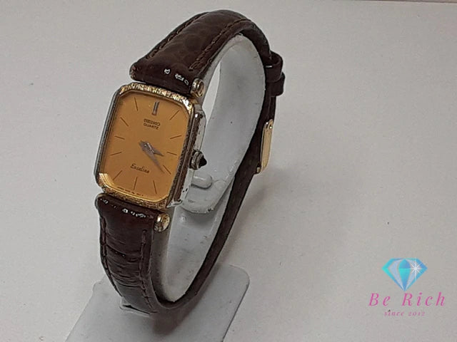 セイコー SEIKO エクセリーヌ レディース 腕時計 1400-7010 ゴールド ブラウン 茶 SS レザー ブレス アナログ クォーツ QZ ウォッチ EXELINE 【中古】【送料無料】 ht5457