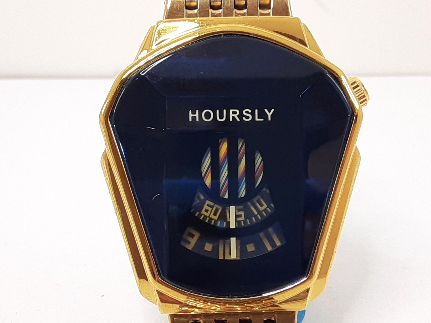 HOURSLY メンズ 腕時計 6617M 黒 ブラック ゴールド SS GP ブレス アナログ クォーツ QZ ウォッチ ファッション 【中古】【送料無料】 ht5495