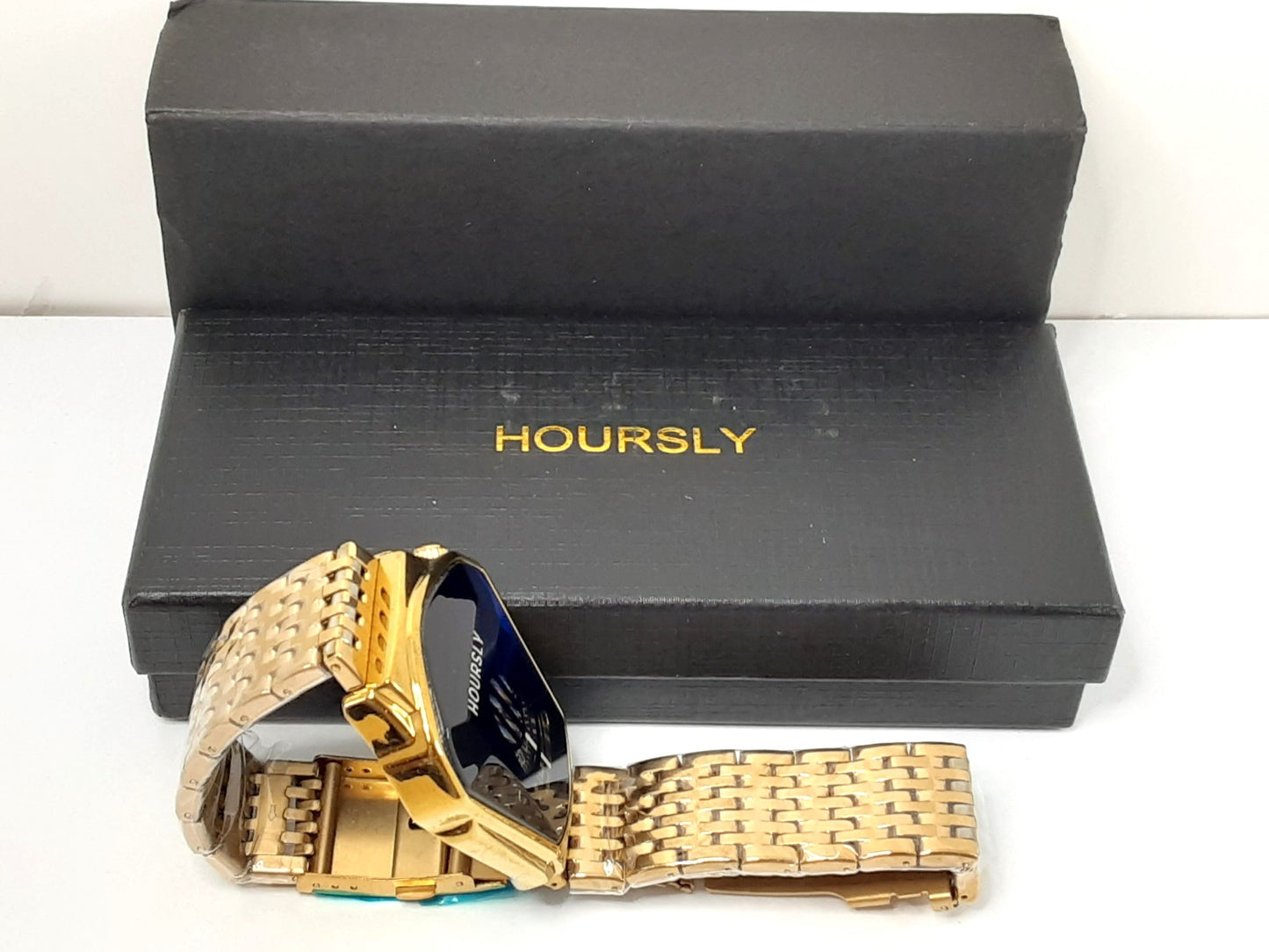 HOURSLY メンズ 腕時計 6617M 黒 ブラック ゴールド SS GP ブレス アナログ クォーツ QZ ウォッチ ファッション 【中古】【送料無料】 ht5495